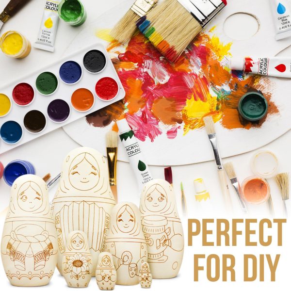 AEVVV Paint Your Own Matryoshka Doll Set 7 pcs   Blank Nesting Dolls for Coloring   Unpainted Russian Nesting Dolls   Unfinished Wood Crafts DIY Projects - Image 5