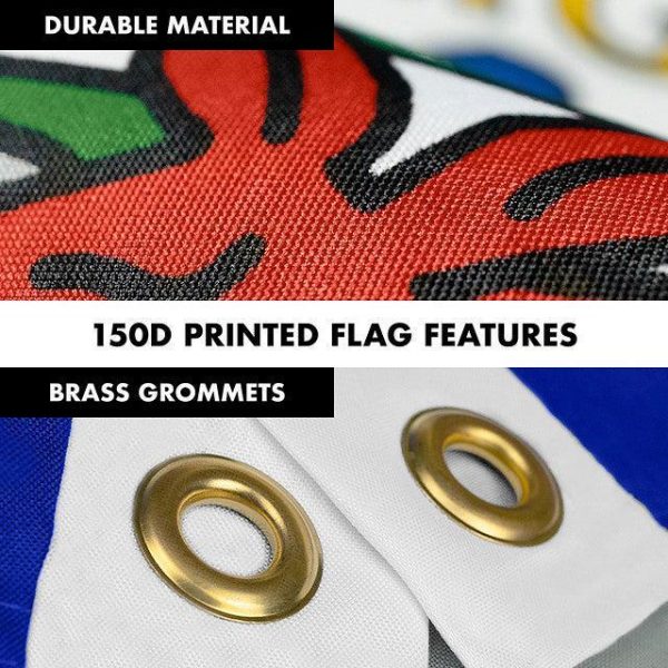 G128 Combo Pack: 6 Feet Tangle Free Spinning Flagpole (Silver) Virginia VA State Flag 3x5 ft Printed 150D Brass Grommets (Flag Included) Aluminum Flag Pole - Image 4