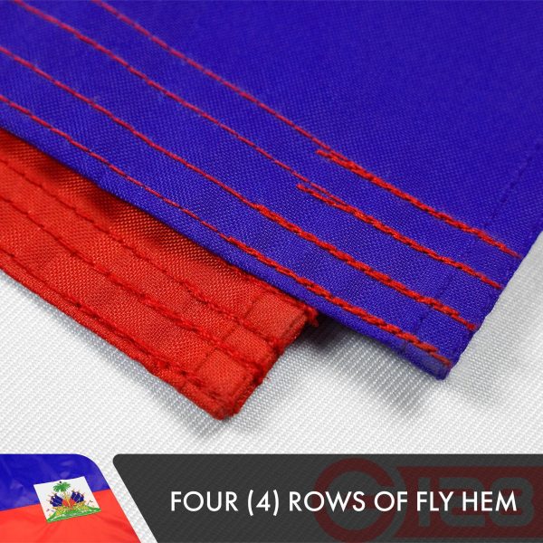 G128 5 PACK: Haiti Haitian Flag 3x5 Ft Double Sided Embroidered 210D Indoor/Outdoor, Brass Grommets, Heavy Duty Polyester - Image 5