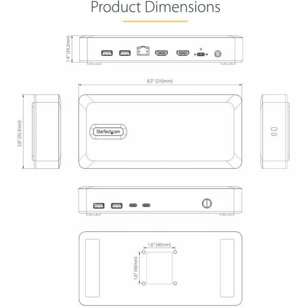 StarTech.com USB4 Docking Station, USB-C 40Gbps, up to Dual 4K 60Hz HDMI, Multi-Monitor Dock, 6-Port USB Hub, 2.5GbE, 100W Power Delivery - Image 10