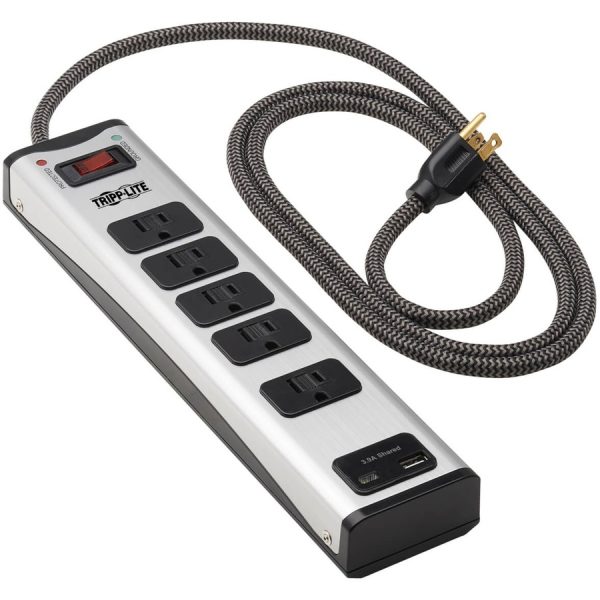 Eaton Tripp Lite Series 5-Outlet Surge Protector with 1 USB-A and 1 USB-C (3.9A Shared) - 6 ft. Cord, 2100 Joules, Metal Housing - Image 2