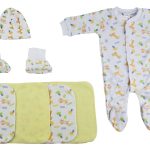 Caps, Booties And Washcloths - 9 Pc Set  Cs_0017