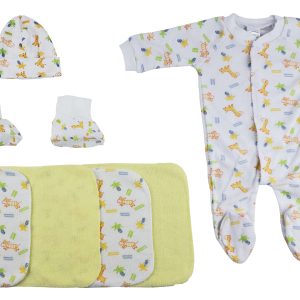 Caps, Booties And Washcloths - 9 Pc Set  Cs_0017