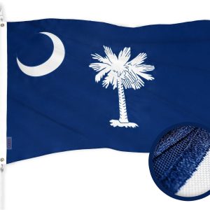 G128 South Carolina State Flag | 2.5x4 Ft | ToughWeave Series Embroidered 300D Polyester | Embroidered Design, Indoor/Outdoor, Brass Grommets