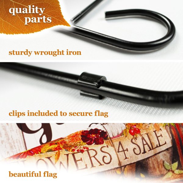G128 Combo Pack: Garden Flag Stand Black 36 in x 16 in & Garden Flag Fall Decoration Gather Happy Moments Flower Truck 12"x18" Double-Sided Blockout Fabric - Image 4