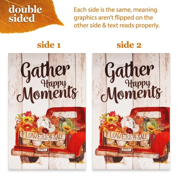 G128 Combo Pack: Garden Flag Stand Black 36 in x 16 in & Garden Flag Fall Decoration Gather Happy Moments Flower Truck 12"x18" Double-Sided Blockout Fabric - Image 5
