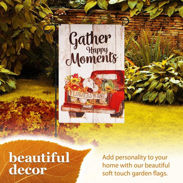 G128 Combo Pack: Garden Flag Stand Black 36 in x 16 in & Garden Flag Fall Decoration Gather Happy Moments Flower Truck 12"x18" Double-Sided Blockout Fabric - Image 6