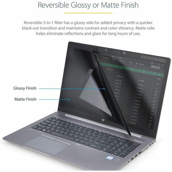 StarTech.com Laptop Privacy Screen for 15.6" Notebook - Removable Magnetic Laptop Security Filter - Blue Light Reducing - Matte/Glossy - Image 3