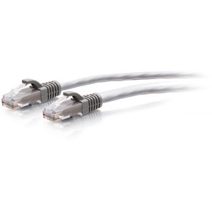 C2G 7ft Cat6a Snagless Unshielded (UTP) Slim Ethernet Cable - Cat6a Slim Network Patch Cable - PoE - Gray