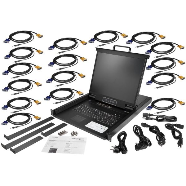 StarTech.com 16 Port Rackmount KVM Console w/ Cables - Integrated KVM Switch w/ 19" LCD - 1U LCD KVM Drawer 50000 MTBF - USB + VGA Support - Image 5