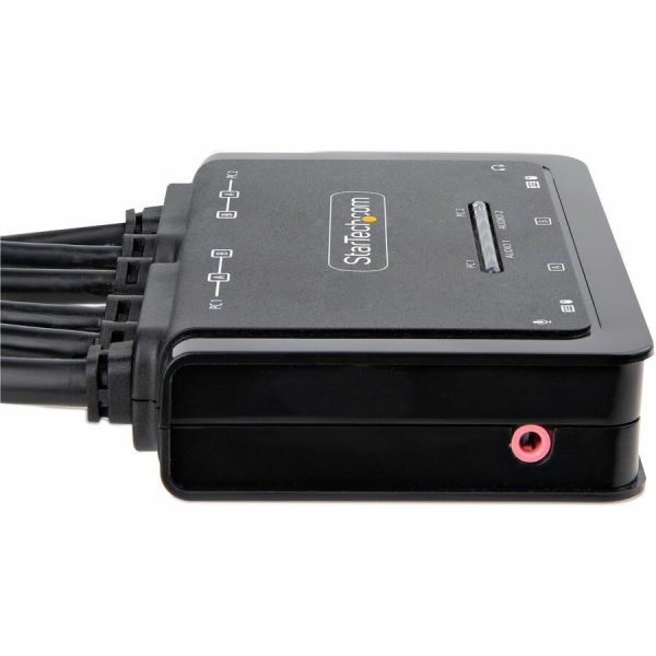 StarTech.com 2-Port Dual-Monitor HDMI Cable KVM Switch, 4K 60Hz, Compact KVM with 5ft/1.5m Integrated Host Cables, Bus Powered - Image 3
