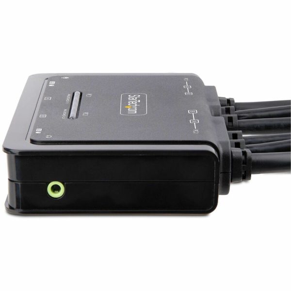 StarTech.com 2-Port Dual-Monitor HDMI Cable KVM Switch, 4K 60Hz, Compact KVM with 5ft/1.5m Integrated Host Cables, Bus Powered - Image 4