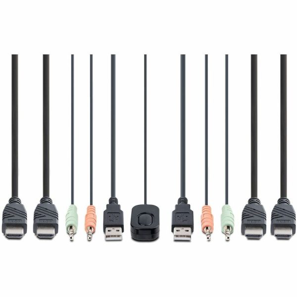 StarTech.com 2-Port Dual-Monitor HDMI Cable KVM Switch, 4K 60Hz, Compact KVM with 5ft/1.5m Integrated Host Cables, Bus Powered - Image 5