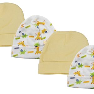 Baby Boy, Baby Girl, Unisex Infant Caps (pack Of 4) Nc_0332