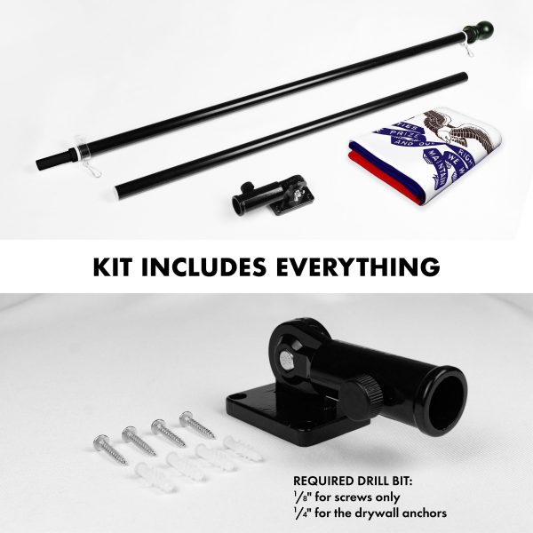 G128 Combo Pack: 6 Ft Tangle Free Aluminum Spinning Flagpole (Black) & Iowa IA Deluxe State Flag 3x5 Ft, ToughWeave Series Embroidered 300D Polyester | Pole with Flag Included - Image 2
