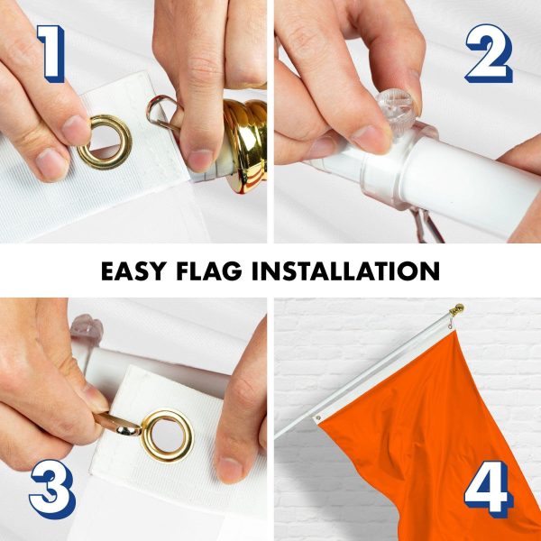 G128 Combo Pack: 5 Ft Tangle Free Aluminum Spinning Flagpole (White) & Solid Orange Color Flag 2.5x4 Ft, LiteWeave Pro Series Printed 150D Polyester | Pole with Flag Included - Image 7