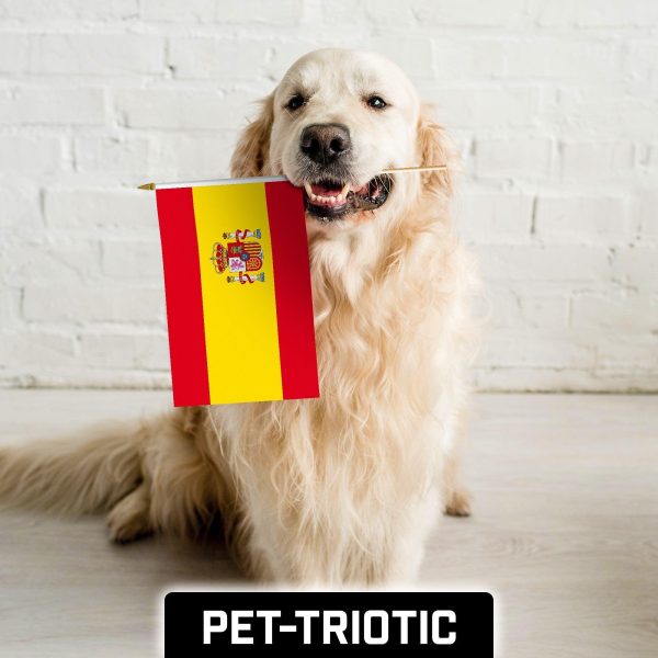 G128 24 Pack Handheld Spain Spanish Stick Flags | 12x18 In | Printed 150D Polyester, Country Flag, Solid Wooden Stick, Spear Gold Tip - Image 7