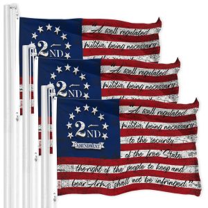 G128 3 Pack: 2nd Amendment American Flag | 3x5 Ft | LiteWeave Pro Series Printed 150D Poly | Historical Flag, Indoor/Outdoor, Vibrant Colors, Brass Grommets, Thicker and More Durable Than 100D 75D