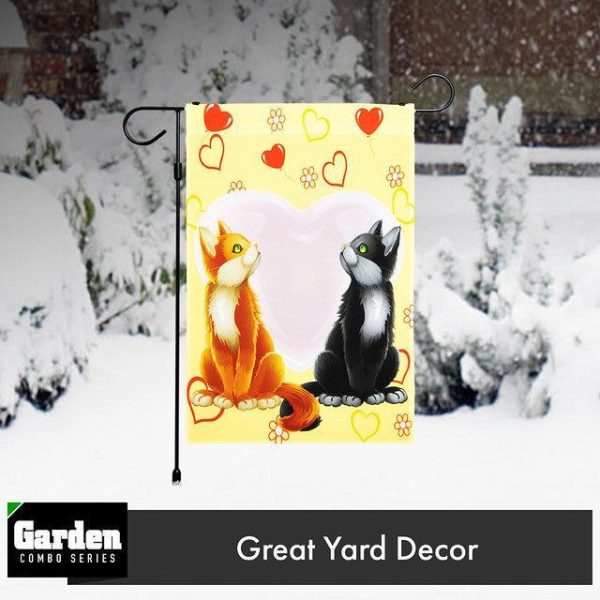 G128 Combo Pack: Garden Flag Stand Black 36x16 Inch & Garden Flag Cats in Love 12x18 Inch - Image 9