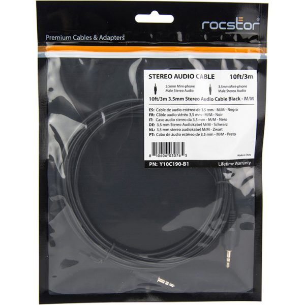 Rocstor Premium Slim 3.5mm Stereo Audio Cable 10 ft - M/M - Mini-phone Male Stereo Audio - Mini-phone Male Stereo Audio Male to Male- 2m - Black - For Smartphone, Mobile Phones, iPhone (with Headphone Jack), iPod AND MP3 PLAYER - Image 6