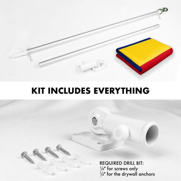 G128 Combo Pack: 6 Ft Tangle Free Spinning Flagpole (Silver) & Romania Flag 3x5 Ft Printed 150D Polyester, Brass Grommets (Flag Included) Aluminum Flag Pole - Image 2