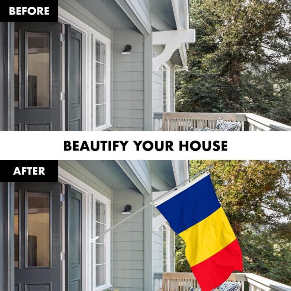 G128 Combo Pack: 6 Ft Tangle Free Spinning Flagpole (Silver) & Romania Flag 3x5 Ft Printed 150D Polyester, Brass Grommets (Flag Included) Aluminum Flag Pole - Image 3