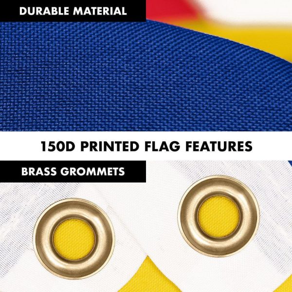 G128 Combo Pack: 6 Ft Tangle Free Spinning Flagpole (Silver) & Romania Flag 3x5 Ft Printed 150D Polyester, Brass Grommets (Flag Included) Aluminum Flag Pole - Image 4