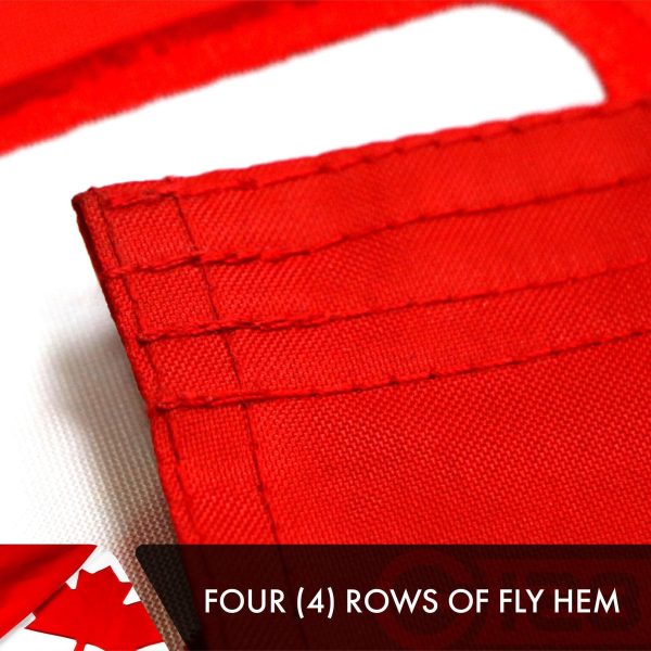 G128 2-Pack: Canada Canadian Flag 4x6 FT Double Sided Embroidered 210D Heavy Duty Polyester - Indoor/Outdoor, Vibrant Colors, Brass Grommets, 3-ply - Image 5