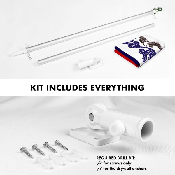 G128 Combo Pack: 6 Ft Tangle Free Aluminum Spinning Flagpole (Silver) & Iowa IA Deluxe State Flag 3x5 Ft, ToughWeave Series Embroidered 300D Polyester | Pole with Flag Included - Image 2