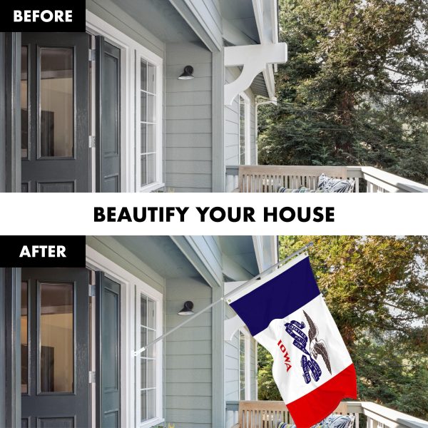 G128 Combo Pack: 6 Ft Tangle Free Aluminum Spinning Flagpole (Silver) & Iowa IA Deluxe State Flag 3x5 Ft, ToughWeave Series Embroidered 300D Polyester | Pole with Flag Included - Image 3