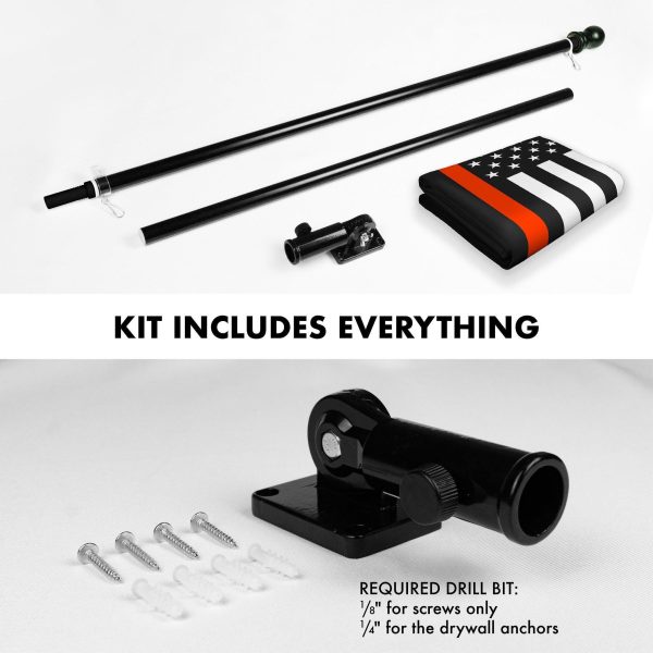 G128 Combo Pack: Flag Pole 6 FT Black Tangle Free & Thin Orange Line Flag 3x5 FT Brass Grommets Printed Polyester (Flag Included) Aluminum Flag Pole - Image 2