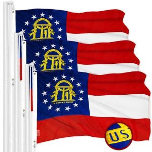 Georgia GA State Flag 3x5 Ft 3-Pack Embroidered Polyester By G128