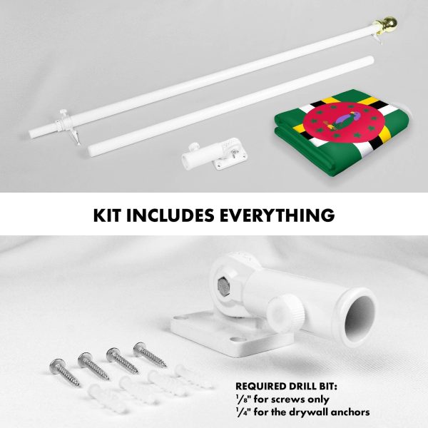 G128 Combo Pack: 6 Ft Tangle Free Aluminum Spinning Flagpole (White) & Dominica Dominican Flag 3x5 Ft, LiteWeave Pro Series Printed 150D Polyester | Pole with Flag Included - Image 2