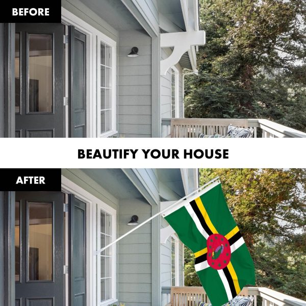 G128 Combo Pack: 6 Ft Tangle Free Aluminum Spinning Flagpole (White) & Dominica Dominican Flag 3x5 Ft, LiteWeave Pro Series Printed 150D Polyester | Pole with Flag Included - Image 3