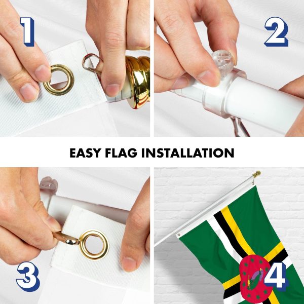 G128 Combo Pack: 6 Ft Tangle Free Aluminum Spinning Flagpole (White) & Dominica Dominican Flag 3x5 Ft, LiteWeave Pro Series Printed 150D Polyester | Pole with Flag Included - Image 7