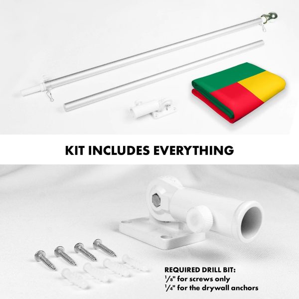 G128 Combo Pack: 6 Ft Tangle Free Aluminum Spinning Flagpole (Silver) & Benin Beninese Flag 3x5 Ft, LiteWeave Pro Series Printed 150D Polyester | Pole with Flag Included - Image 2