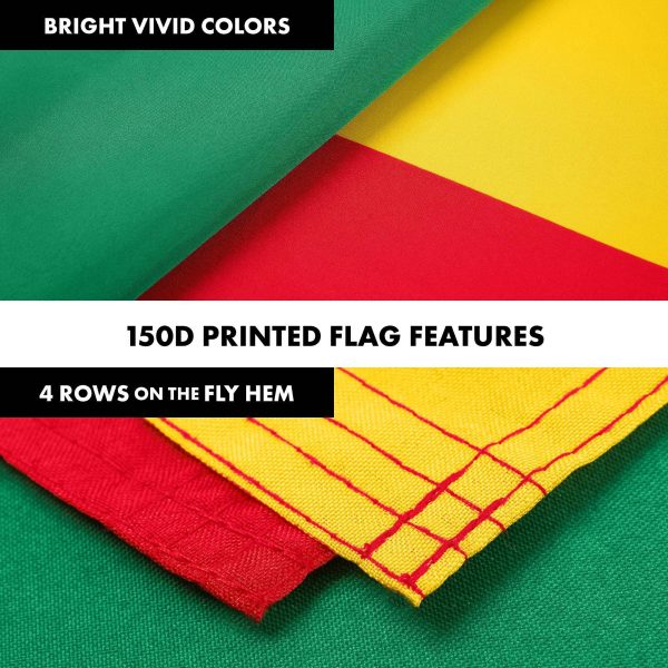 G128 Combo Pack: 6 Ft Tangle Free Aluminum Spinning Flagpole (Silver) & Benin Beninese Flag 3x5 Ft, LiteWeave Pro Series Printed 150D Polyester | Pole with Flag Included - Image 5