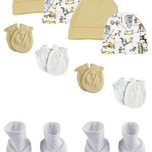 Baby Boy, Baby Girl, Unisex Infant Caps, Booties And Mittens (pack Of 10) Nc_0308