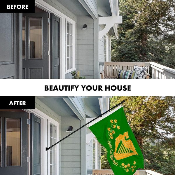 G128 Combo Pack: 6 Ft Tangle Free Spinning Flagpole (Black) & Erin Go Bragh Flag 3x5 Ft Printed 150D Polyester, Brass Grommets (Flag Included) Aluminum Flag Pole - Image 3