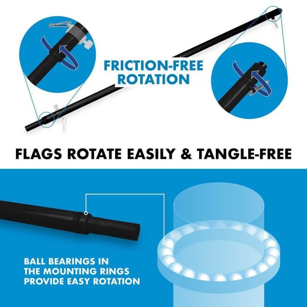 G128 Combo Pack: 6 Ft Tangle Free Spinning Flagpole (Black) & Erin Go Bragh Flag 3x5 Ft Printed 150D Polyester, Brass Grommets (Flag Included) Aluminum Flag Pole - Image 9