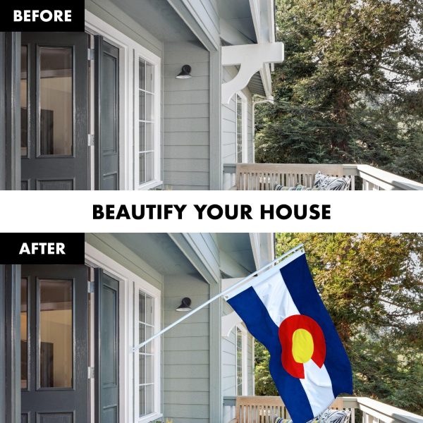 G128 Combo Pack: 5 Ft Tangle Free Aluminum Spinning Flagpole (White) & Colorado CO State Flag 2x3 Ft, ToughWeave Series Embroidered 300D Polyester | Pole with Flag Included - Image 3