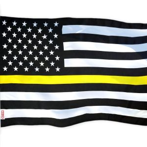 G128 - Thin Yellow Line American Flag 150D Polyester 3x5 FT Printed Flag - Honoring Men Women Dispatchers Brass Grommets Indoor/Outdoor - Much Thicker More Durable Than 100D 75D Polyester
