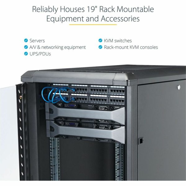StarTech.com 4-Post 32U Server Rack Cabinet, 19" Data Rack Cabinet for Computer / IT Equipment, Home Network Rack, Half Height Server Rack - Image 6