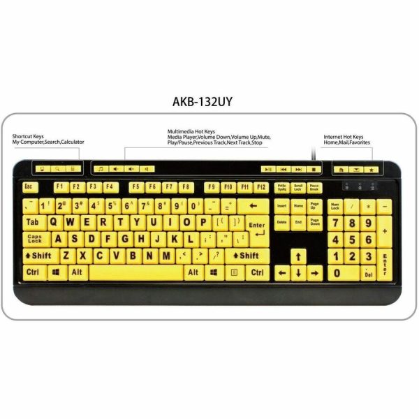 Adesso Luminous 4X Large Print Multimedia Desktop Keyboard - Image 3