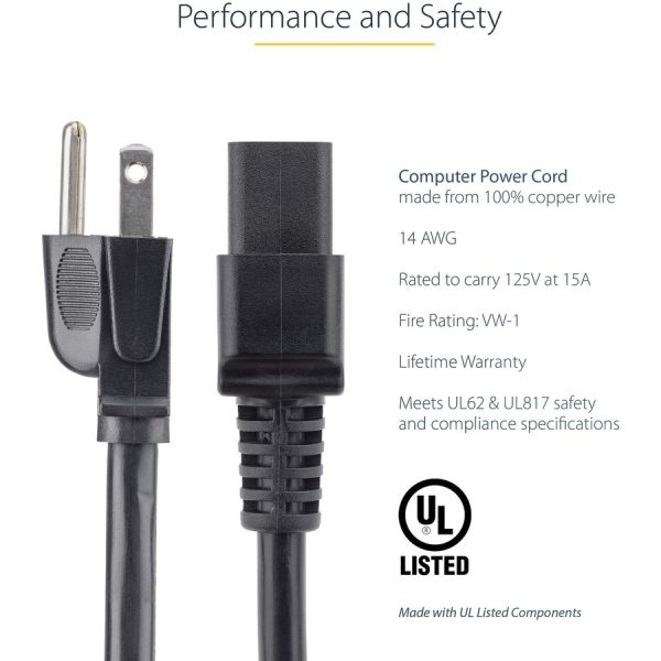 StarTech.com 3ft (1m) Heavy Duty Power Cord, NEMA 5-15P to C19, 15A 125V, 14AWG, Computer Power Cord, Heavy Gauge Power Cable - Image 5