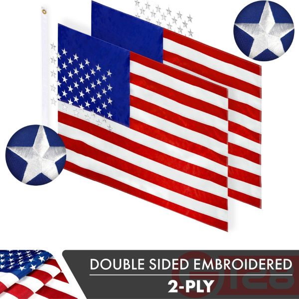 USA American Flag 3x5 Ft 3-Pack Double-sided Embroidered Polyester By G128 - Image 2