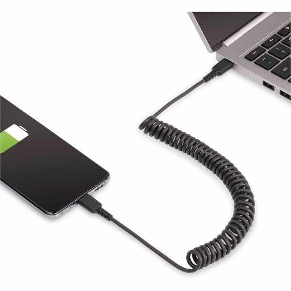 StarTech.com 3ft (1m) USB C Charging Cable, Coiled Heavy Duty Fast Charge & Sync USB-C Cable, High Quality USB 2.0 Type-C Cable, Black - Image 8
