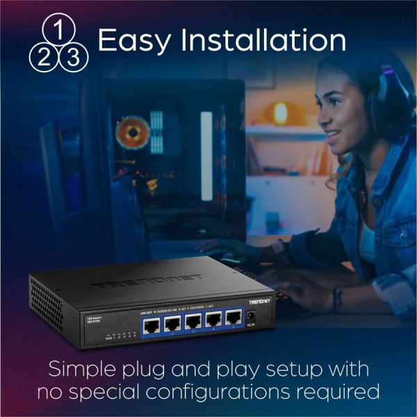 TRENDnet 5-Port 10G Switch, 5 x 10G RJ-45 Ports, 100Gbps Switching Capacity, Supports 2.5G and 5G-BASE-T Connections, Lifetime Protection, Black, TEG-S750 - Image 7