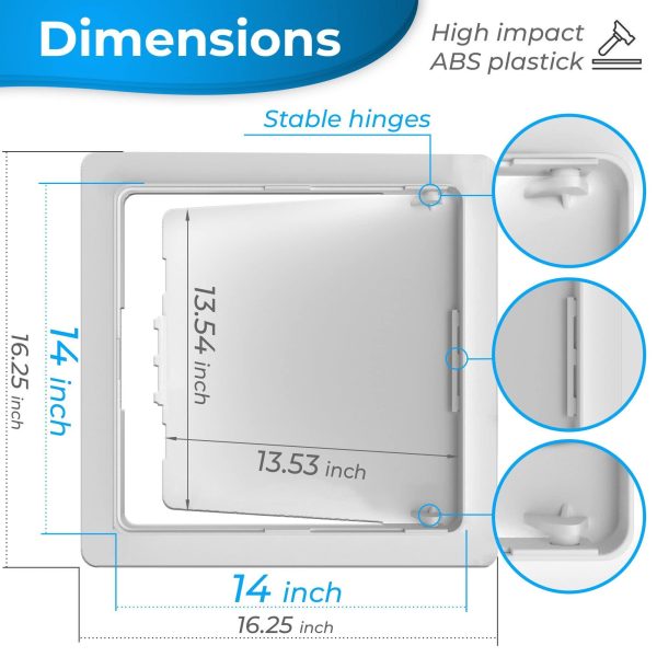 Access Panel for Drywall   14 x 14 inch   Wall Hole Cover   Access Door   Plumbing Access Panel for Drywall   Heavy Durable Plastic White - Image 2