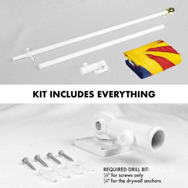 G128 - 6 Feet Tangle Free Spinning Flagpole (White) Arizona Double Sided Brass Grommets Embroidered 3x5 ft (Flag Included) Aluminum Flag Pole - Image 2
